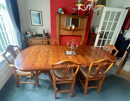 Oval extending wooden dining - extending,